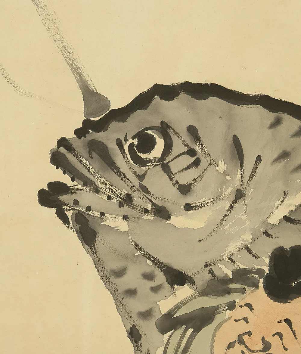 富岡鉄斎 Tomioka Tessai (1837-1924) Japanese art kakejiku kakemono wall hanging scroll / Ebisu and Sea Bream with Box RE421 - Image 7