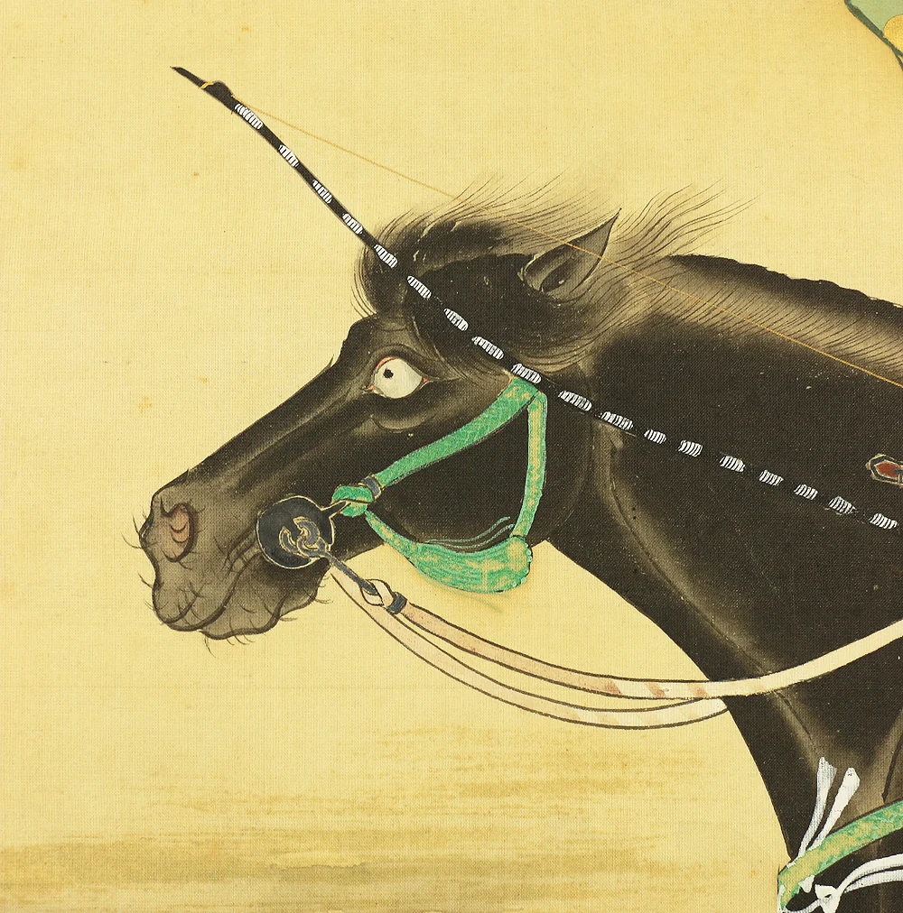 土佐光起 Tosa Mitsuoki (1617-1691) Japanese antique art kakejiku kakemono wall hanging scroll / Horseback Archery Target of Fan with Box RB594 - Image 13