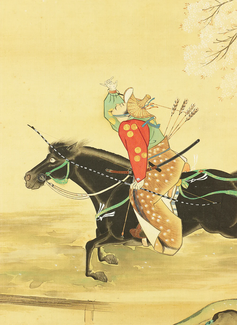 土佐光起 Tosa Mitsuoki (1617-1691) Japanese antique art kakejiku kakemono wall hanging scroll / Horseback Archery Target of Fan with Box RB594 - Image 9