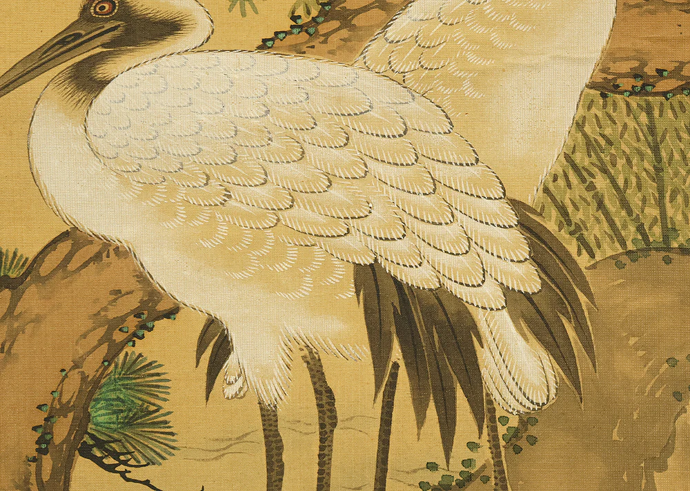 土佐光貞 Tosa Mitsusada (1738-1806) Japanese antique art kakejiku kakemono wall hanging scroll / Mount Horai Pine Tree, Cranes and Tortoise with Box RE227 - Image 14