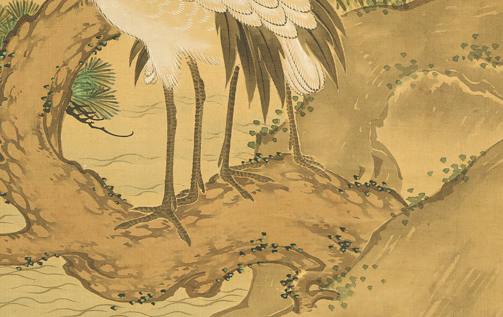 土佐光貞 Tosa Mitsusada (1738-1806) Japanese antique art kakejiku kakemono wall hanging scroll / Mount Horai Pine Tree, Cranes and Tortoise with Box RE227 - Image 15