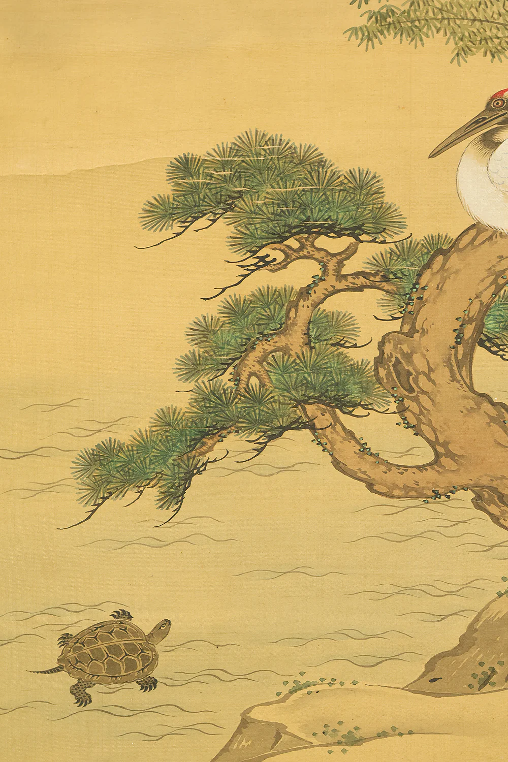 土佐光貞 Tosa Mitsusada (1738-1806) Japanese antique art kakejiku kakemono wall hanging scroll / Mount Horai Pine Tree, Cranes and Tortoise with Box RE227 - Image 16