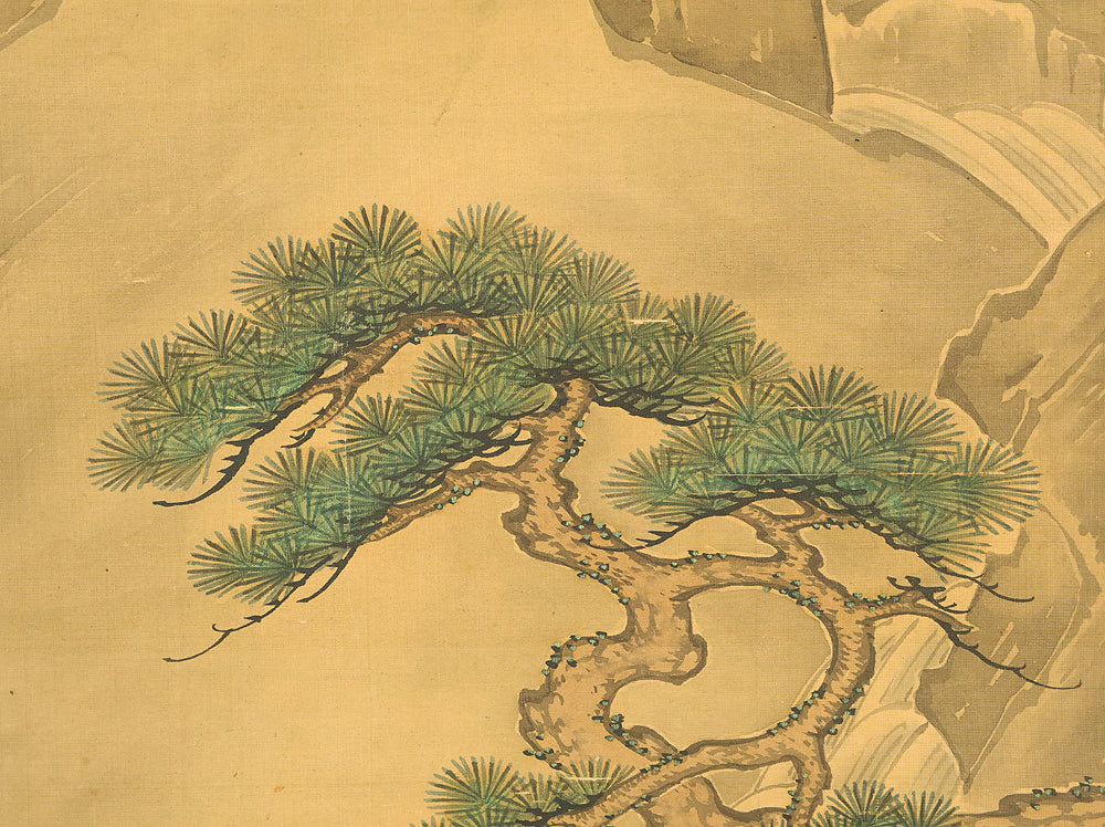 土佐光貞 Tosa Mitsusada (1738-1806) Japanese antique art kakejiku kakemono wall hanging scroll / Mount Horai Pine Tree, Cranes and Tortoise with Box RE227 - Image 6