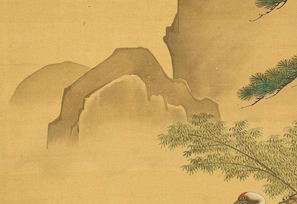 土佐光貞 Tosa Mitsusada (1738-1806) Japanese antique art kakejiku kakemono wall hanging scroll / Mount Horai Pine Tree, Cranes and Tortoise with Box RE227 - Image 8
