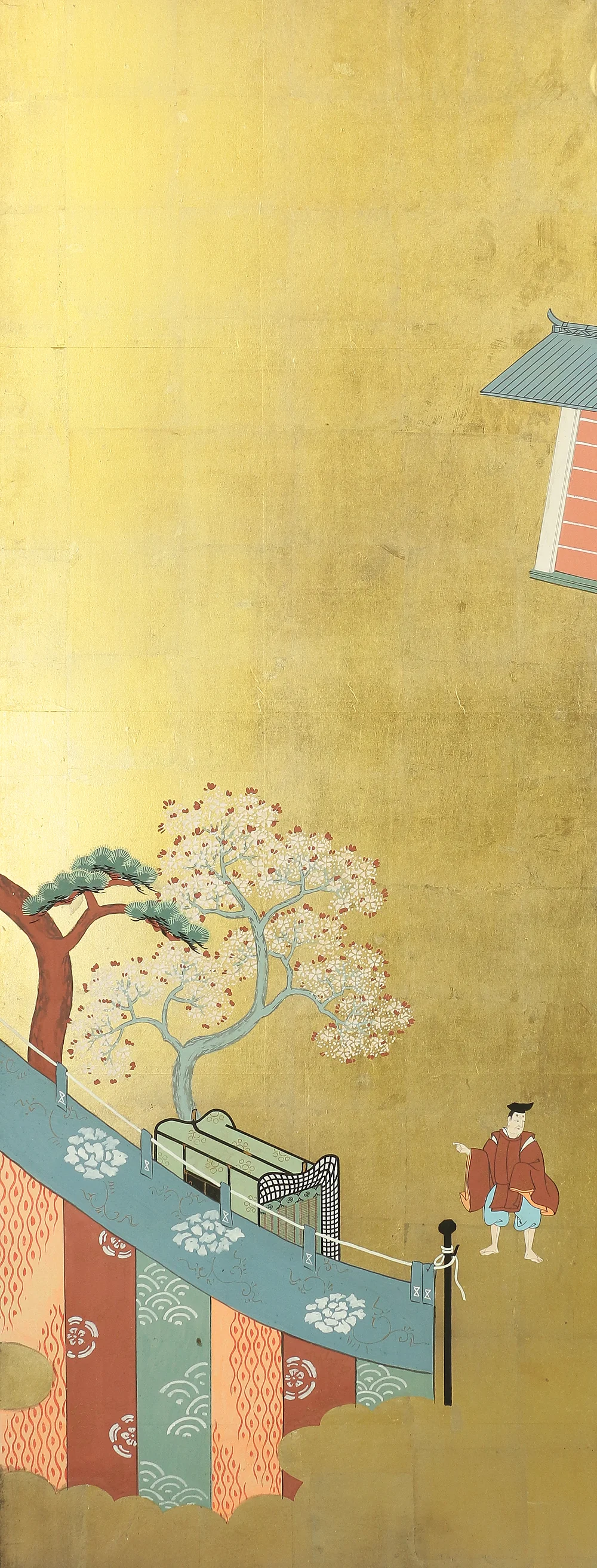 土佐光貞 Tosa Mitsusada (1738-1806) Japanese Paired Byobu Room divider 6 panels Folding screens "Gold Leaf Yamato-e (Classical Japanese style painting) Figures Scenery" V826 - Image 60