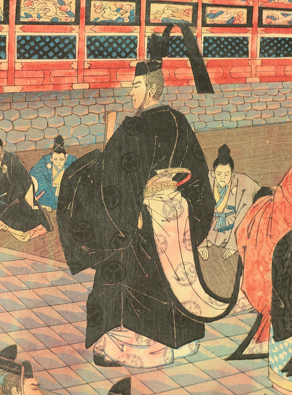 東洲勝月 Toshu Shogetsu (1849-1895) Japanese antique art Original Triptych Woodblock prints (3) / Tokugawa Shogun Nikko Shasan 徳川将軍日光御社参 - 1889 OW263 - Image 19