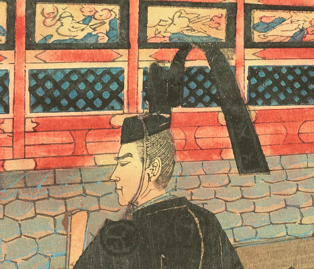 東洲勝月 Toshu Shogetsu (1849-1895) Japanese antique art Original Triptych Woodblock prints (3) / Tokugawa Shogun Nikko Shasan 徳川将軍日光御社参 - 1889 OW263 - Image 20