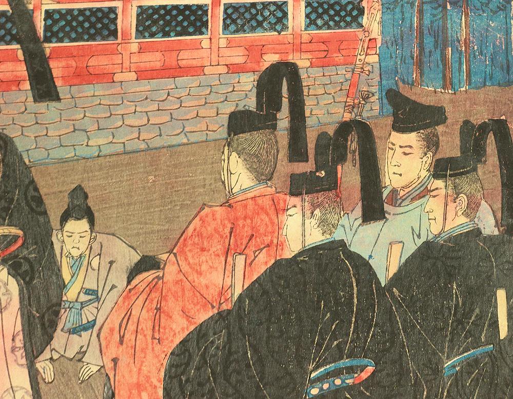 東洲勝月 Toshu Shogetsu (1849-1895) Japanese antique art Original Triptych Woodblock prints (3) / Tokugawa Shogun Nikko Shasan 徳川将軍日光御社参 - 1889 OW263 - Image 22
