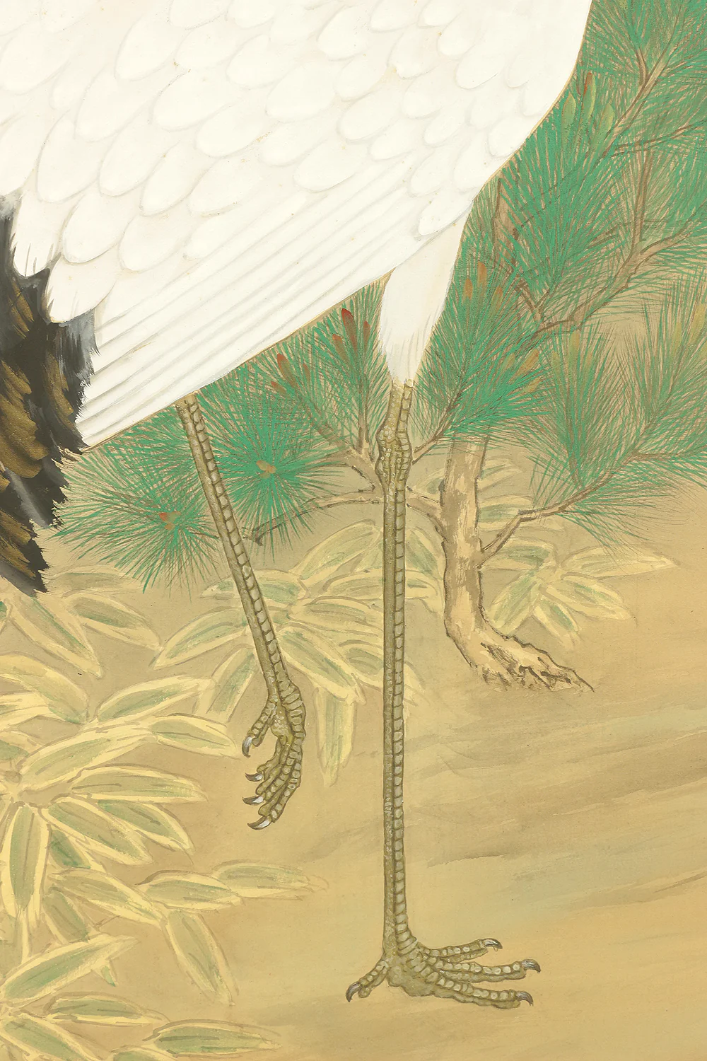 土屋嶺雪 Tsuchiya Reisetsu Byobu Folding Screen Room divider Two panels / Twin Cranes, Pine Trees, and Bamboo VA578 - Image 10