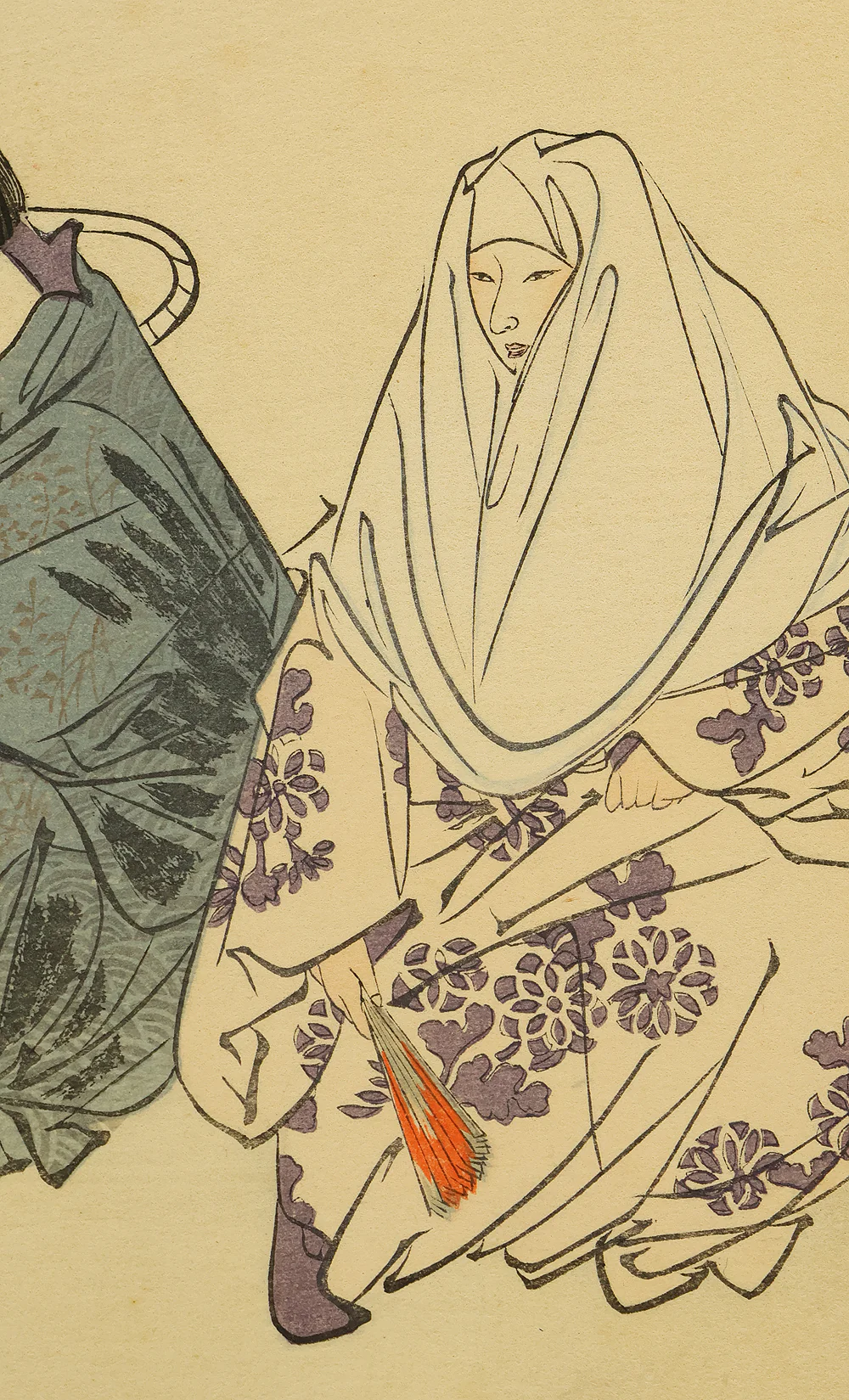 月岡耕漁 Tsukioka Kogyo (1869-1927) 'Nōgaku Zue 能楽図絵 (Noh Theatre Paintings)' Woodblock Prints Two Panels Folding Screens Byobu Room Dividers VB147 - Image 35