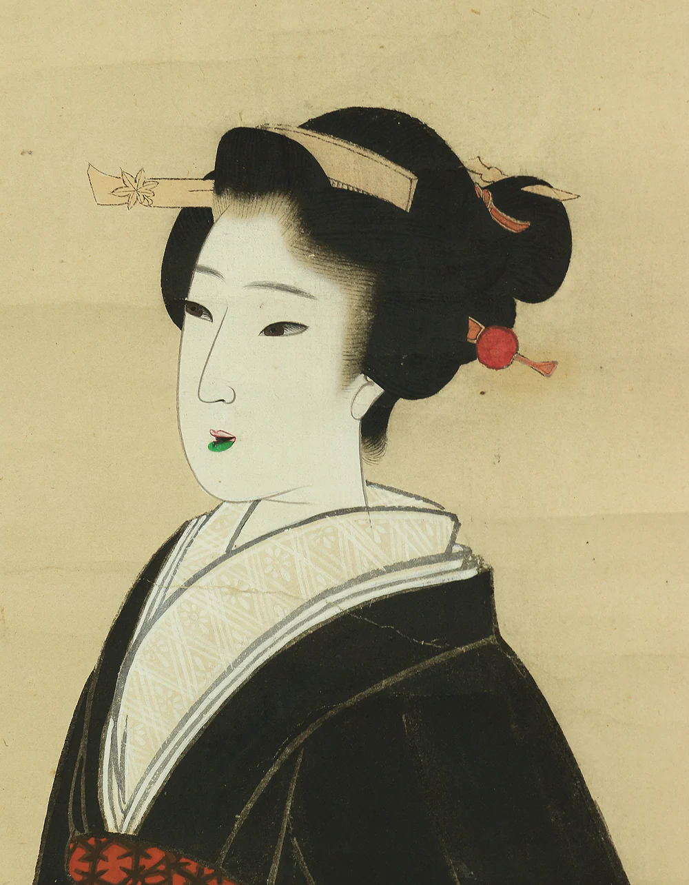 歌川春貞 Utagawa Harusada (1830-1887) Japanese antique art kakejiku kakemono wall hanging scroll / Bijin-ga Ukiyo-e Two Beautiful Women A282 - Image 13