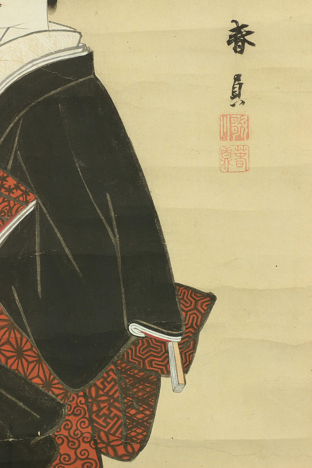 歌川春貞 Utagawa Harusada (1830-1887) Japanese antique art kakejiku kakemono wall hanging scroll / Bijin-ga Ukiyo-e Two Beautiful Women A282 - Image 15