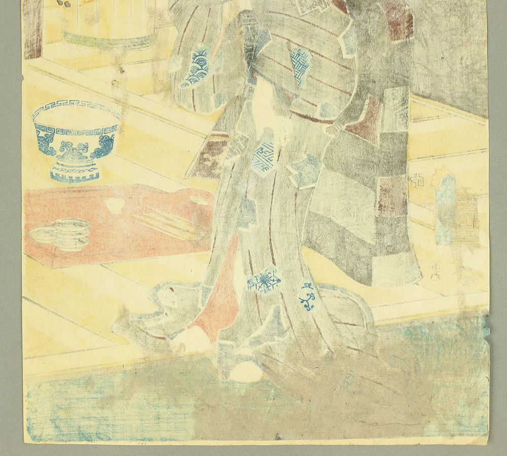 歌川国貞 Utagawa Kunisada (1786-1865) Japanese antique art Original Ukiyo-e woodblock print / 'Junikagetsu no Uchi Uduki Hatsu Hototogisu' 十二ヶ月之内 卯月・初時鳥 (Left of Triptych) - 1854 (Ansei 1) OW220 - Image 14