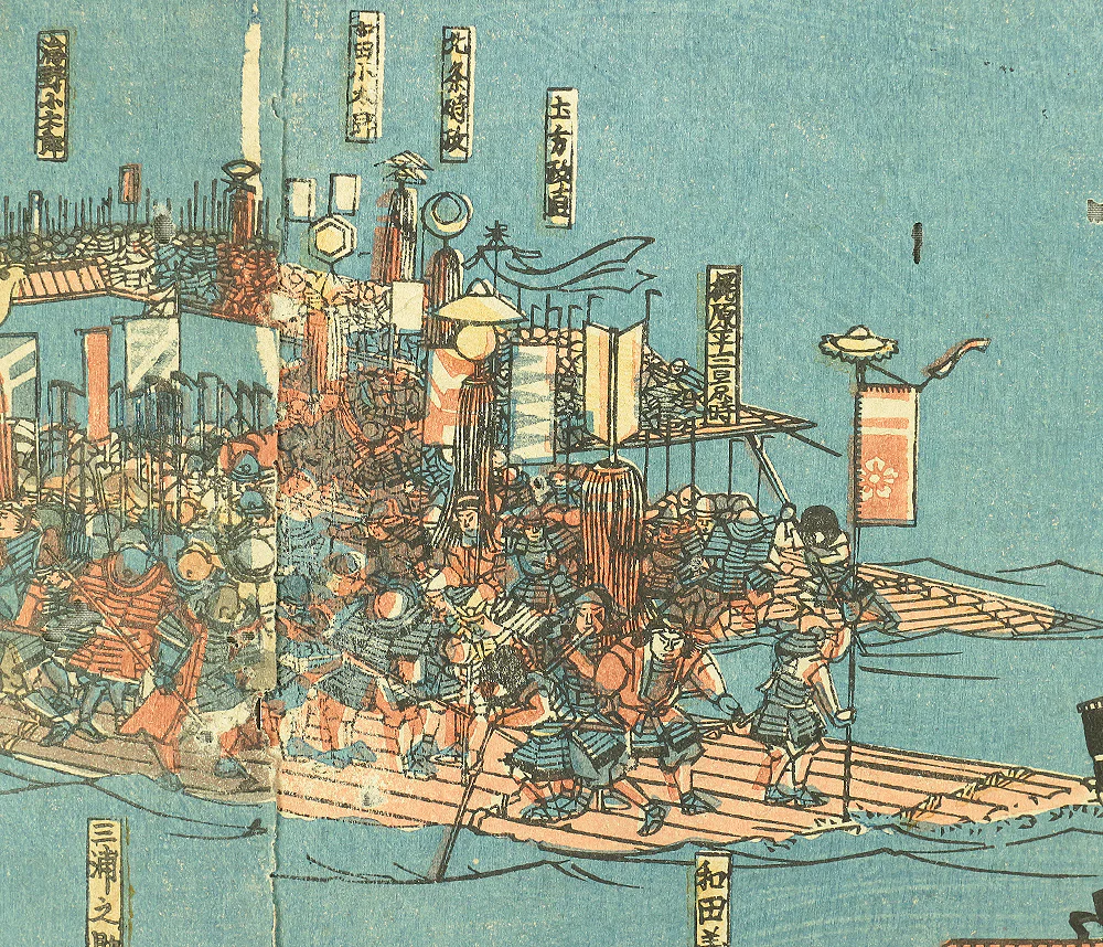 歌川芳艶 Utagawa Yoshitsuya (1822-1866) Japanese antique art Original Ukiyo-e Triptych Woodblock prints / Musha-e Samurai Painting Hojo Tokimasa 1849-1850 OW185 - Image 5