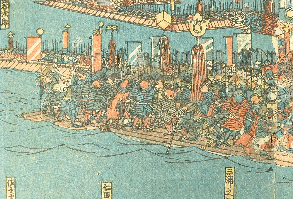 歌川芳艶 Utagawa Yoshitsuya (1822-1866) Japanese antique art Original Ukiyo-e Triptych Woodblock prints / Musha-e Samurai Painting Hojo Tokimasa 1849-1850 OW185 - Image 7