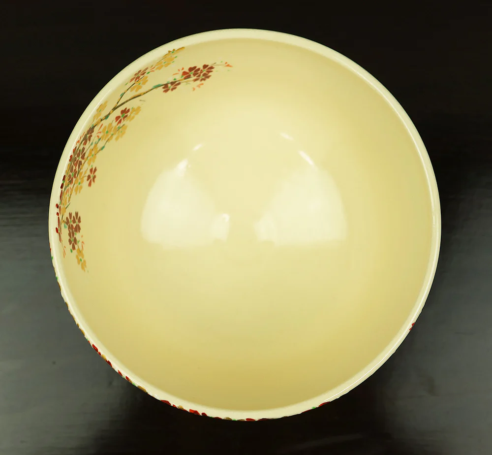 和田妙山 Wada Myozan Kyo ware 'Cherry Blossoms Tree Tea Bowl' with Original Box (Tomobako) VB218 - Image 15