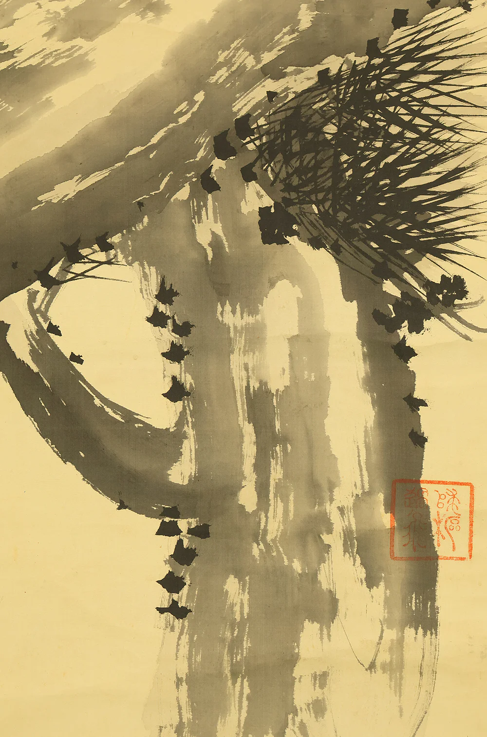 若林松渓 Wakabayashi Shokei (1858-1938) Japanese art kakejiku kakemono wall hanging scroll / Rising Sun and Pine Tree with Original Box (Tomobako) RE206 - Image 14