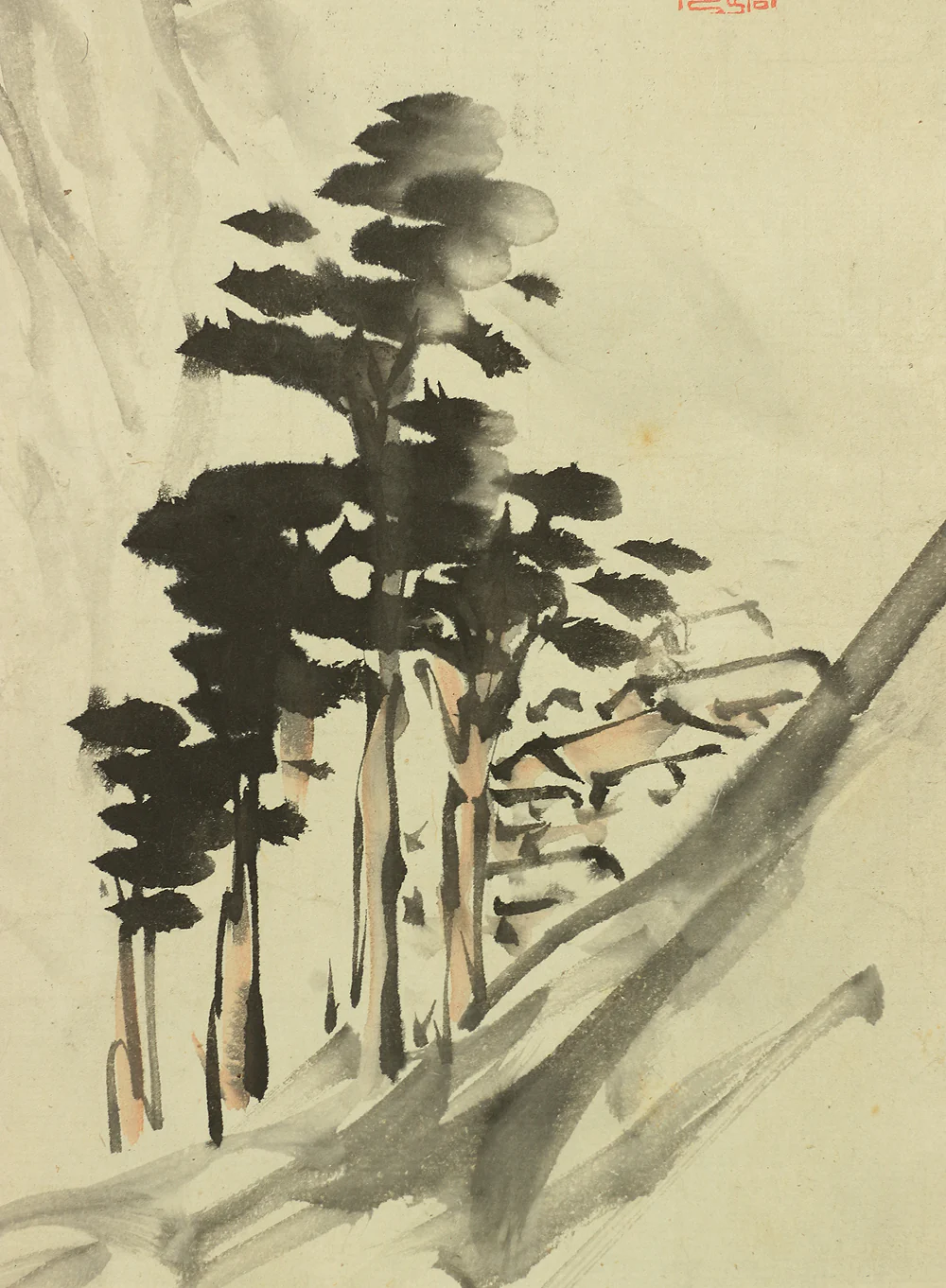 渡辺崋山 WATANABE KAZAN Japanese antique art kakejiku kakemono wall hanging scroll / Mountain & village landscape with Box W475 - Image 9