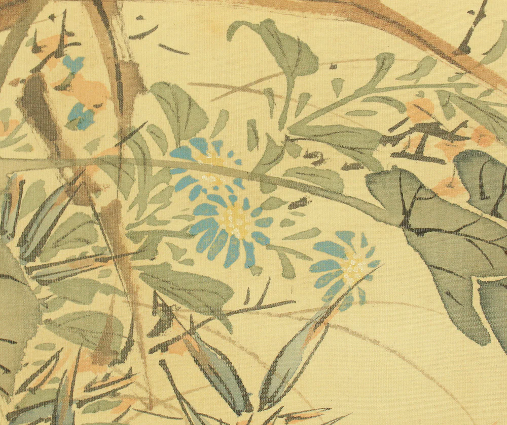 山本梅逸 Yamamoto Baiitsu (1783-1856) Japanese antique art Kakejiku Kakemono wall Hanging Scroll / Flowers and Kingfishers with Appraised Box by 奥村石蘭 Okumura Sekiran (1834-1895) RD241 - Image 11