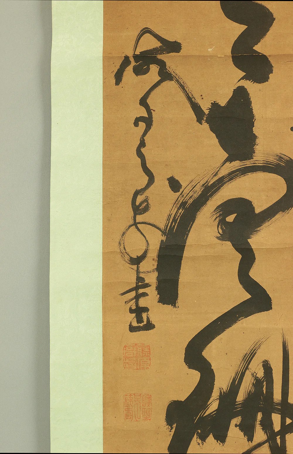 山岡鉄舟 Yamaoka Tesshu (1836-1888) Japanese antique art kakejiku kakemono wall hanging scroll / 和月売珊瑚 One Line Calligraphy with Box RB297 - Image 8