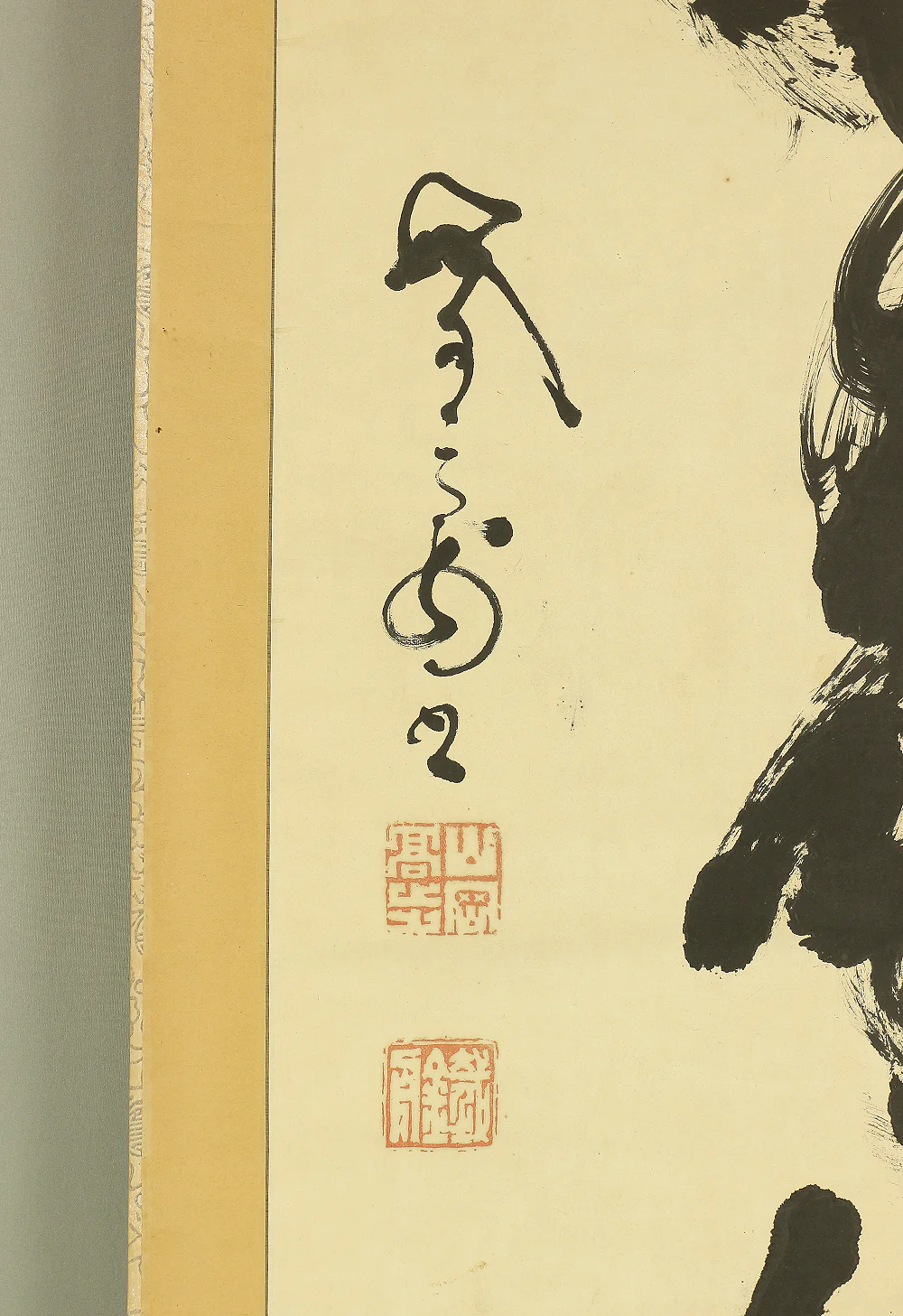 山岡鉄舟 Yamaoka Tesshu (1836-1888) Japanese antique art kakejiku kakemono wall hanging scroll / 風無出岫 One Line Calligraphy RC326 - Image 9