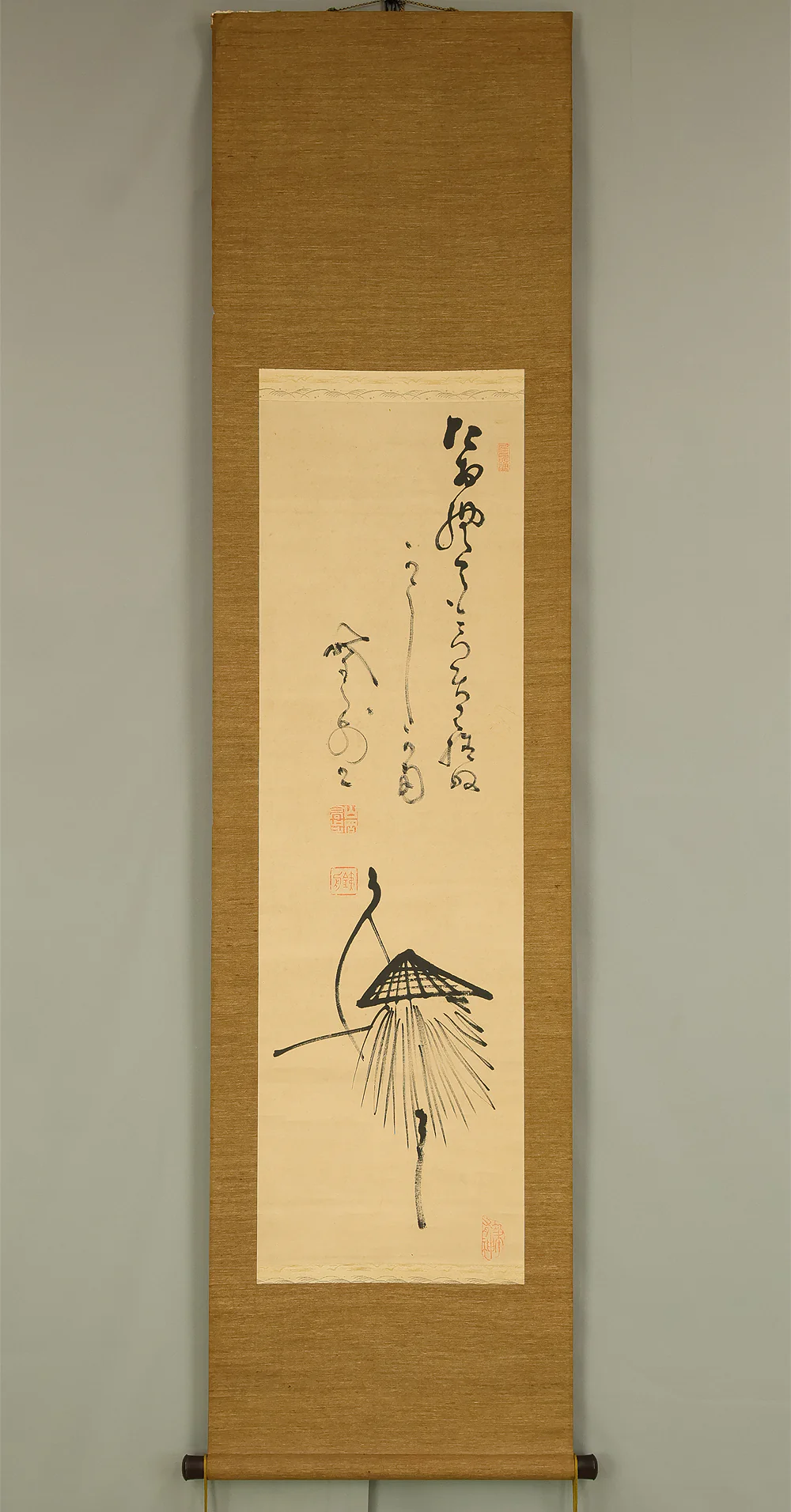 山岡鉄舟 Yamaoka Tesshu (1836-1888) Japanese antique art kakejiku kakemono wall hanging scroll / Scarecrow たを終ても ~ RE461 - Image 2