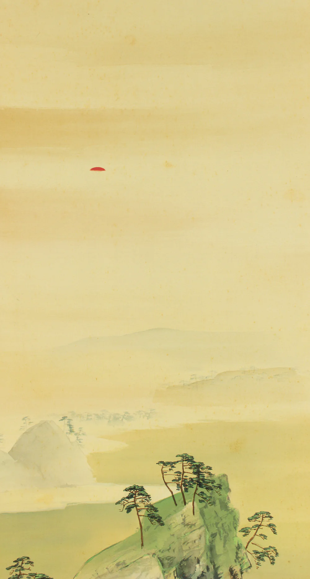 山下竹斎 Yamashita Chikusai (1885-1973) Japanese art kakejiku kakemono wall hanging scroll / Mount Horai Rising Sun and Cranes with Original Double Box (Tomobako) RD551 - Image 4