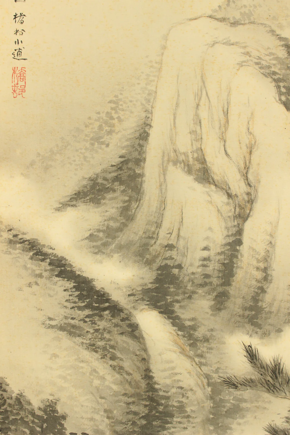 矢野橋村 Yano Kyoson (1890-1965) Japanese art kakejiku kakemono wall hanging scroll / Summer Landscape Children Playing in River with Original Box (Tomobako) RC756 - Image 8