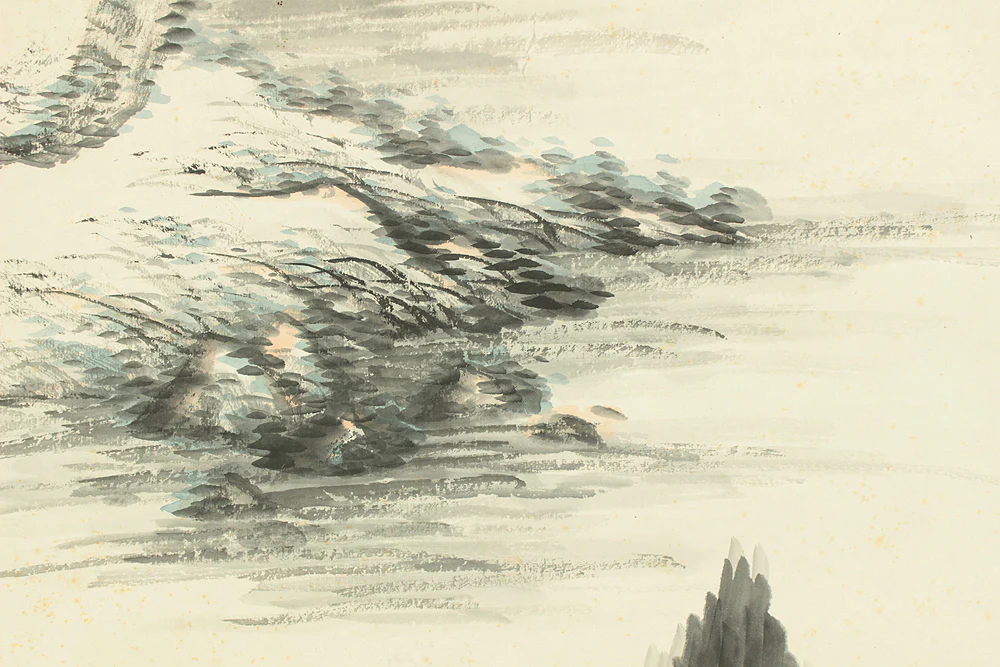 安田鴨波 Yasuda Koha (1863-1929) Japanese art kakejiku kakemono wall hanging scroll / Light Colored Ink Landscape Sansui RD372 - Image 12