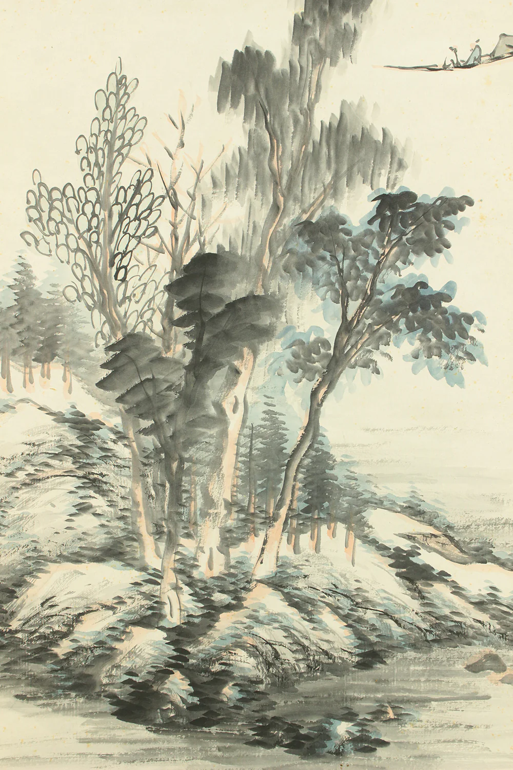 安田鴨波 Yasuda Koha (1863-1929) Japanese art kakejiku kakemono wall hanging scroll / Light Colored Ink Landscape Sansui RD372 - Image 14