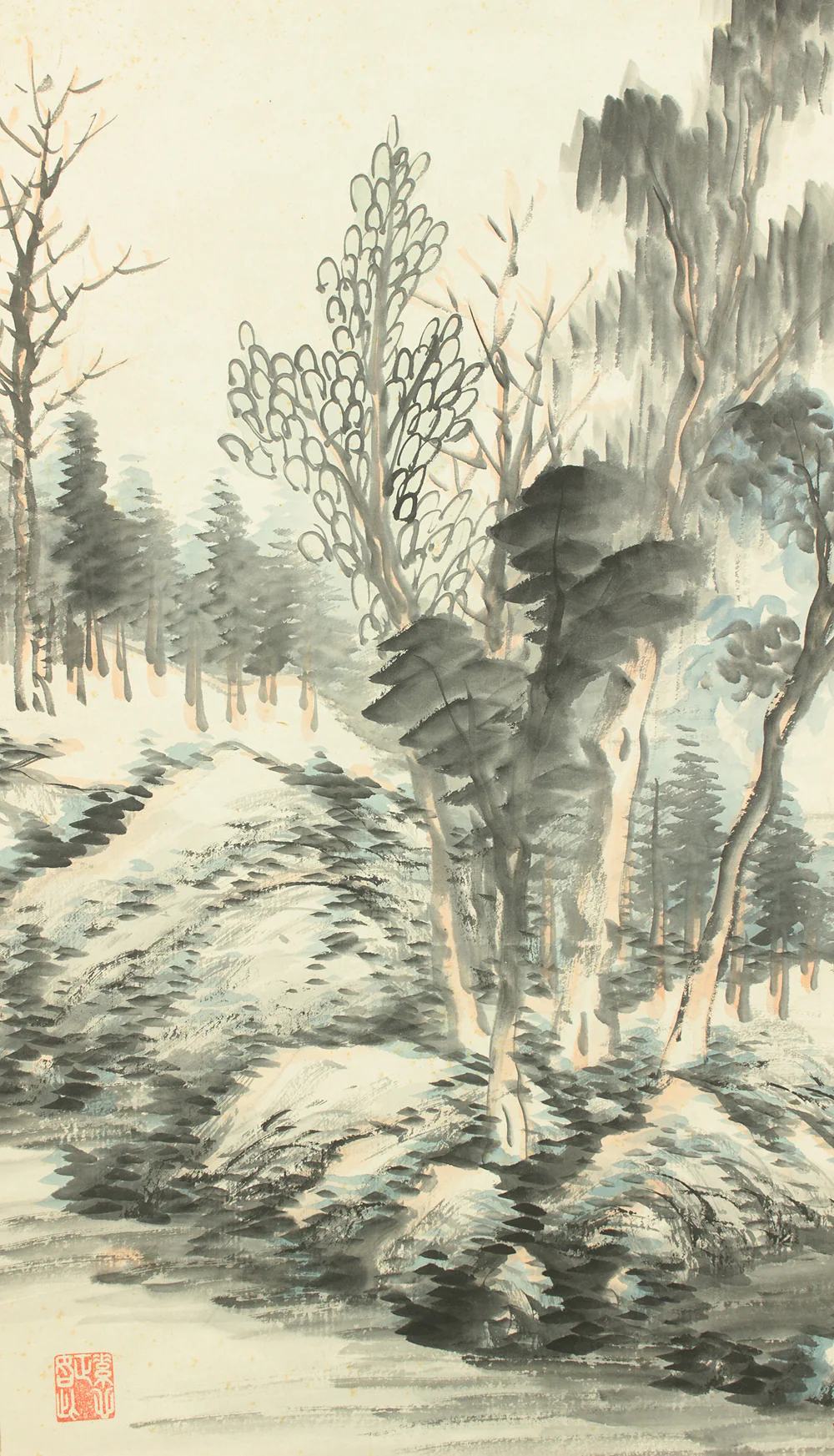 安田鴨波 Yasuda Koha (1863-1929) Japanese art kakejiku kakemono wall hanging scroll / Light Colored Ink Landscape Sansui RD372 - Image 15