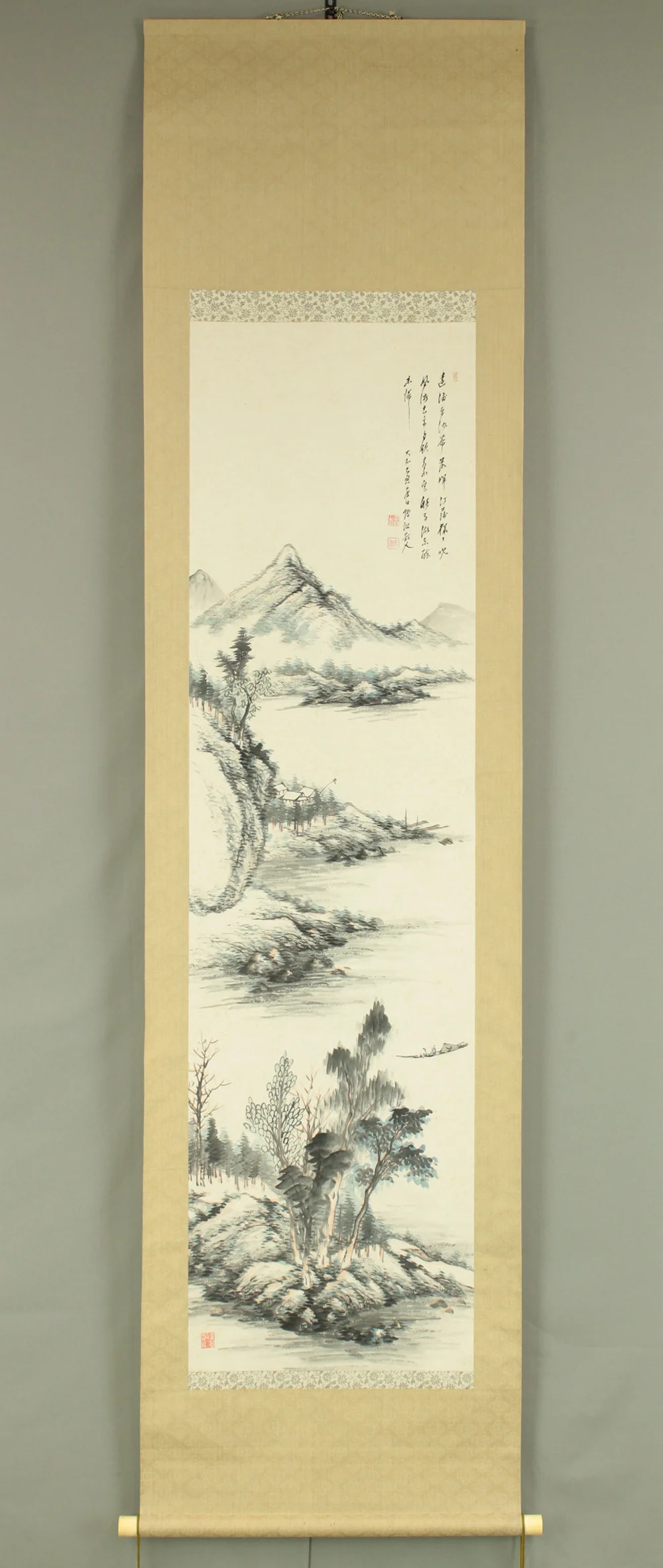 安田鴨波 Yasuda Koha (1863-1929) Japanese art kakejiku kakemono wall hanging scroll / Light Colored Ink Landscape Sansui RD372 - Image 2