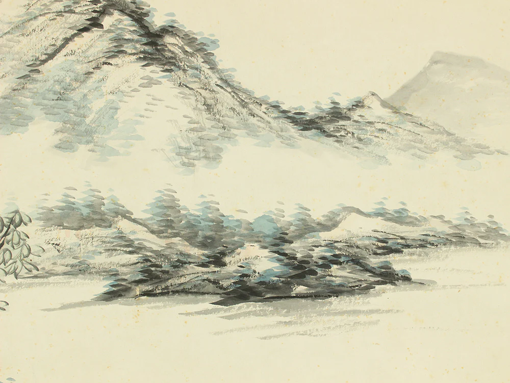 安田鴨波 Yasuda Koha (1863-1929) Japanese art kakejiku kakemono wall hanging scroll / Light Colored Ink Landscape Sansui RD372 - Image 8