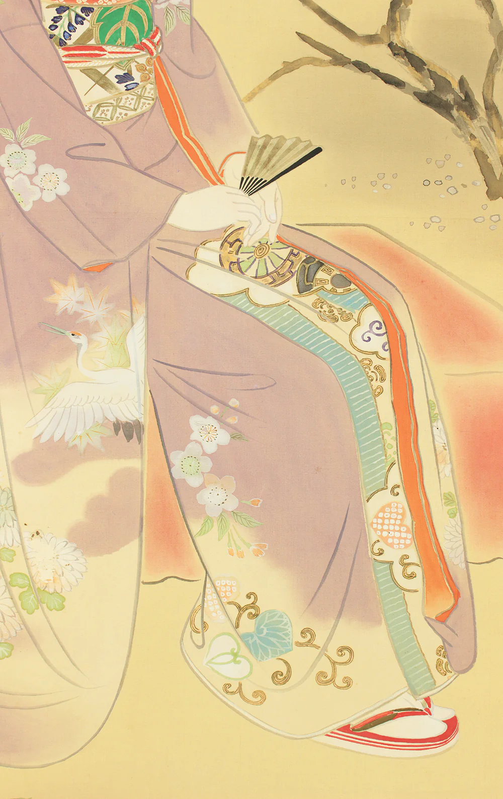 横尾芳月 Yokoo Hogetu (1897-1990) Japanese art kakejiku kakemono wall hanging scroll / Red White Peony Flower and Beautiful Woman Dressed in Kimono with Original Box (Tomobako) RC902 - Image 11