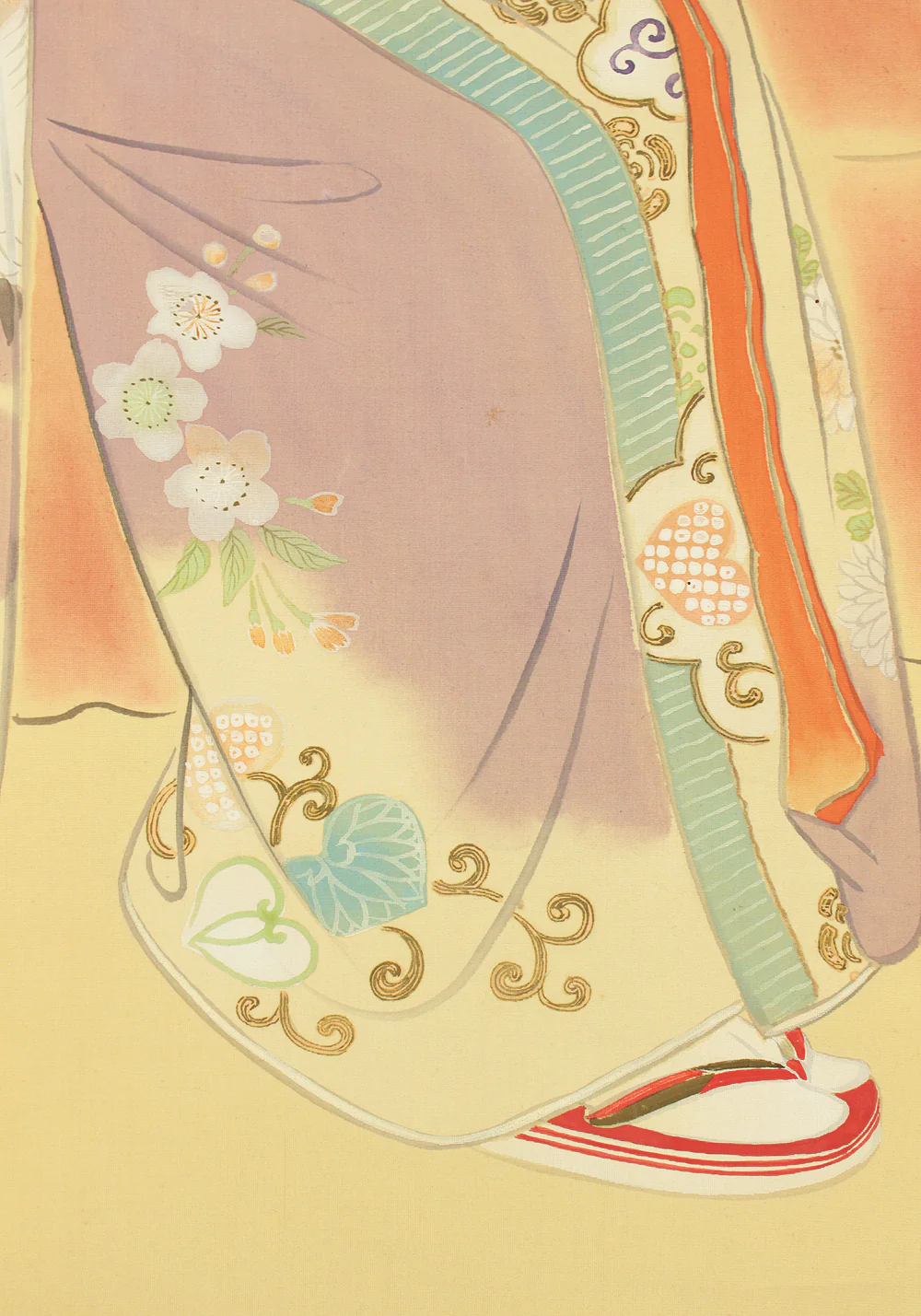 横尾芳月 Yokoo Hogetu (1897-1990) Japanese art kakejiku kakemono wall hanging scroll / Red White Peony Flower and Beautiful Woman Dressed in Kimono with Original Box (Tomobako) RC902 - Image 14
