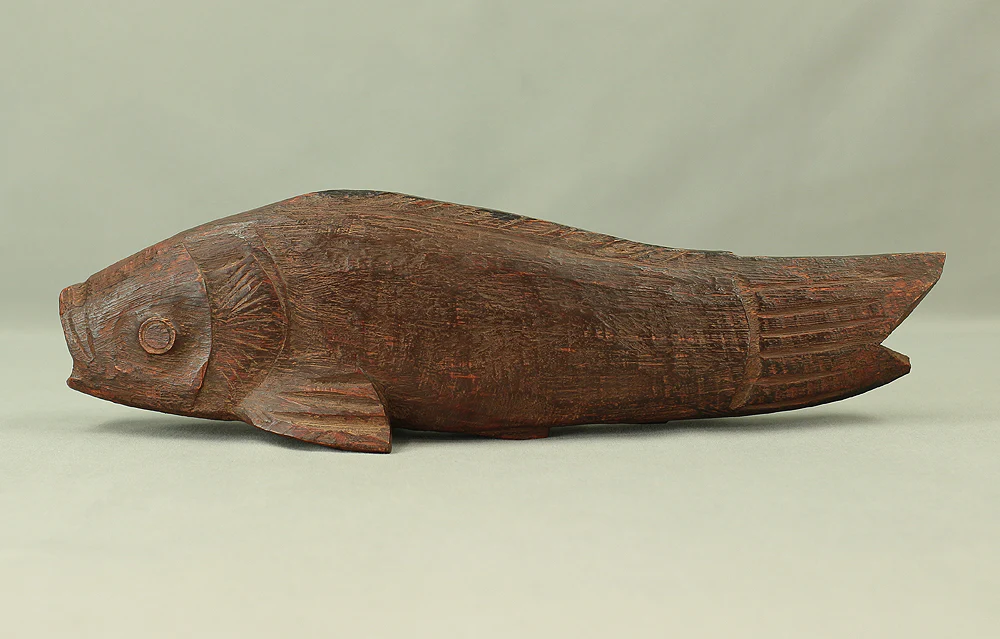 横山一夢 Yokoyama Ichimu (1911-2000) Inami Woodcarving Sculpture Okimono 'Fish' with Original Box (Tomobako) VA641 - Image 16