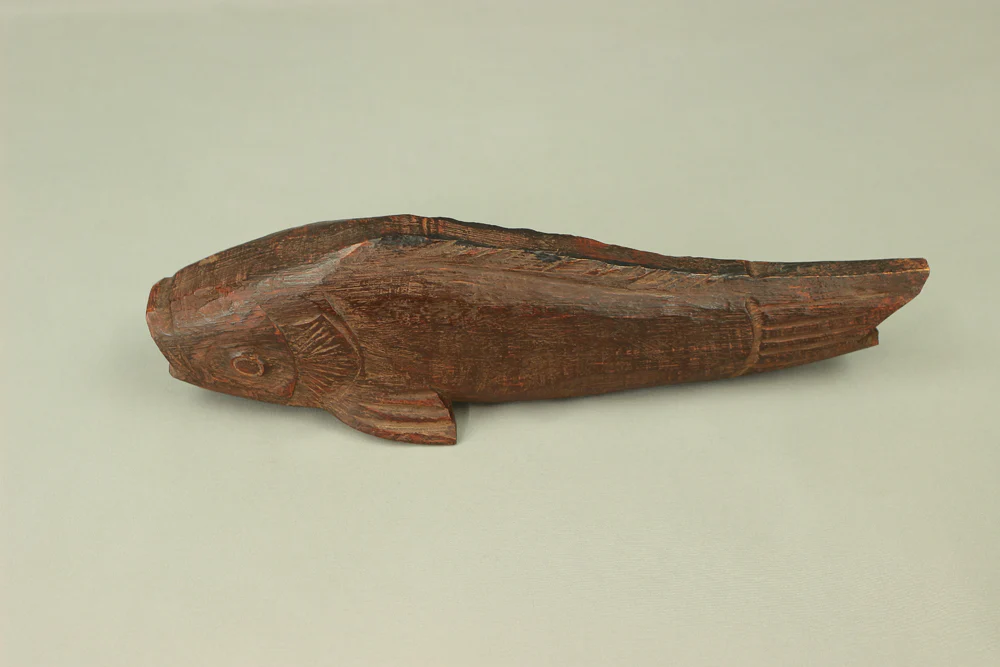 横山一夢 Yokoyama Ichimu (1911-2000) Inami Woodcarving Sculpture Okimono 'Fish' with Original Box (Tomobako) VA641 - Image 20