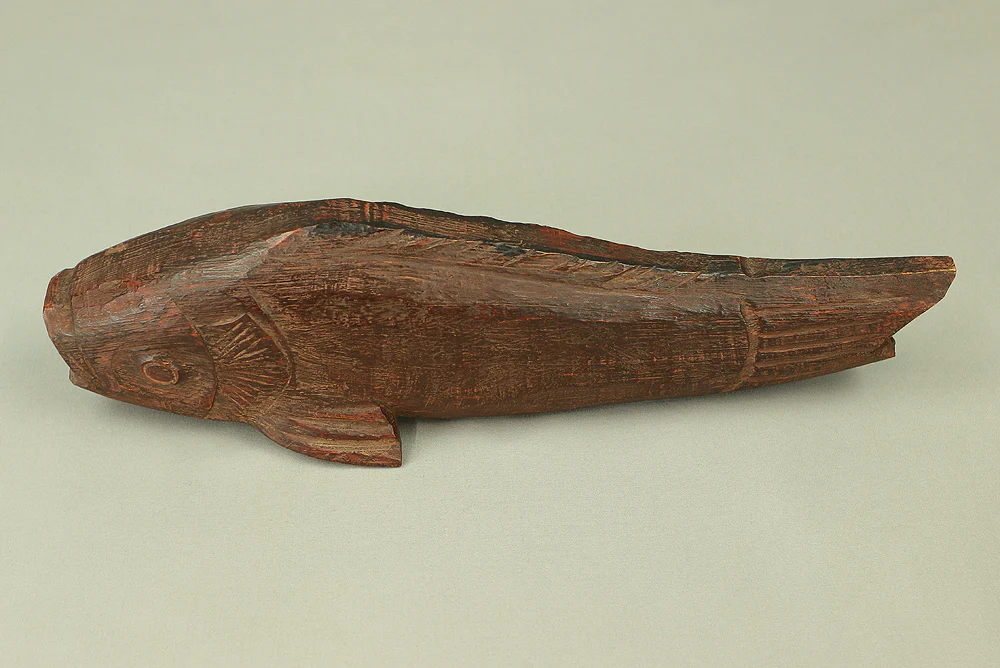 横山一夢 Yokoyama Ichimu (1911-2000) Inami Woodcarving Sculpture Okimono 'Fish' with Original Box (Tomobako) VA641 - Image 21