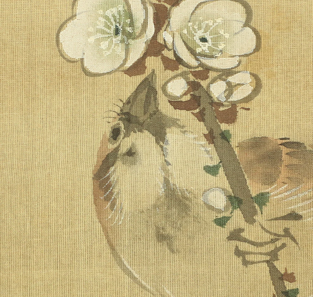 横山清暉 Yokoyama Seiki (1792-1864) Japanese antique art a set of three kakejiku kakemono wall hanging scrolls / Jurojin (God of longevity), Deer, White Plum, Bush Clover, Little Bird with Box RB682 - Image 9