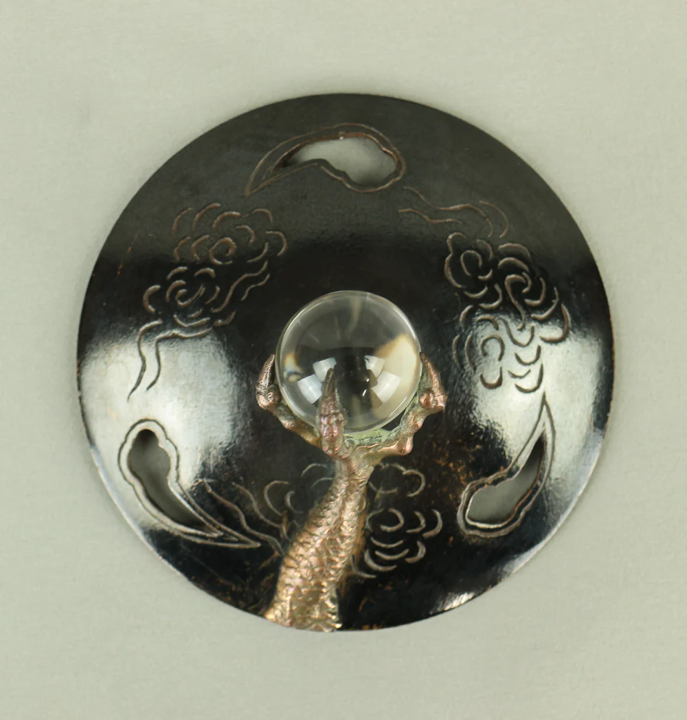 米田秀保 Yoneda Shuho (b1937) 'Dragon Holding Crystal Ball' Silver Inlay Casting Copper Tripod Koro Incense Burner Censer with Box VA246 - Image 39