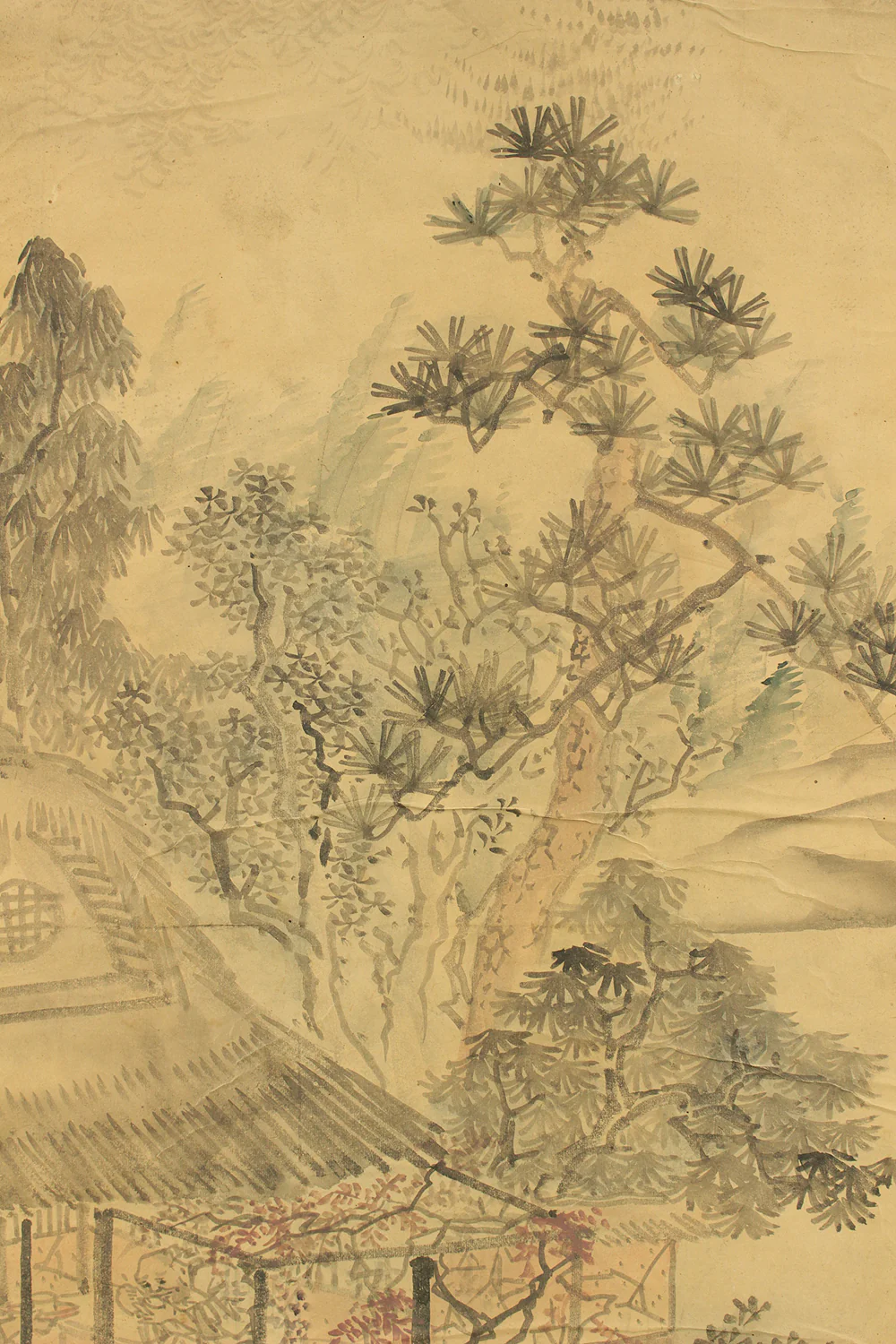 与謝蕪村 Yosa Buson (1716-1784) Japanese antique art kakejiku kakemono wall hanging scroll / Early Summer Sansui Landscapes Mountain Village House and Travelers with Box RD731 - Image 10