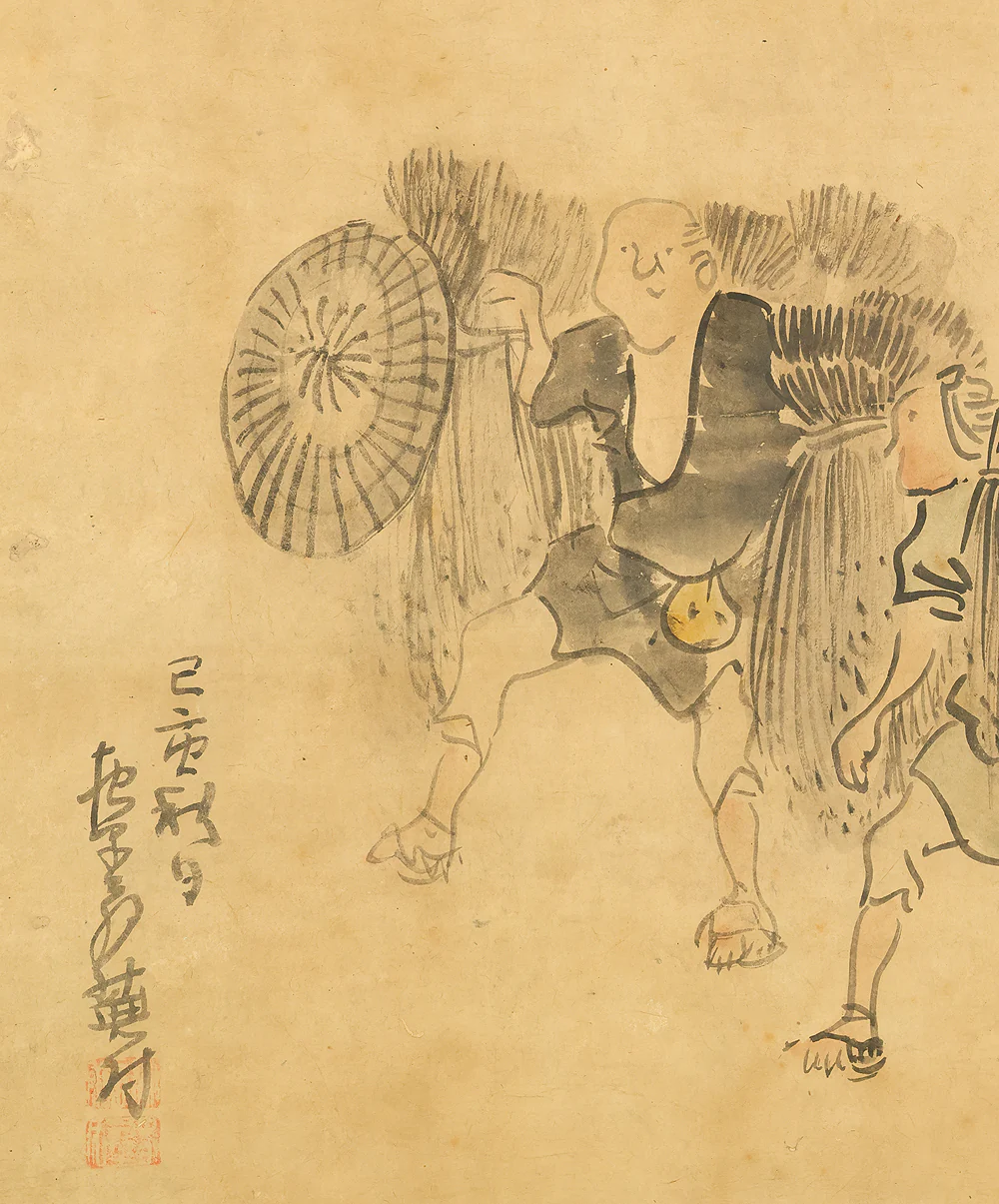 与謝蕪村 Yosa Buson (1716-1784) Japanese antique art kakejiku kakemono wall hanging scroll / Farmers Carrying Rice Ears with Certificate and Box RD929 - Image 10