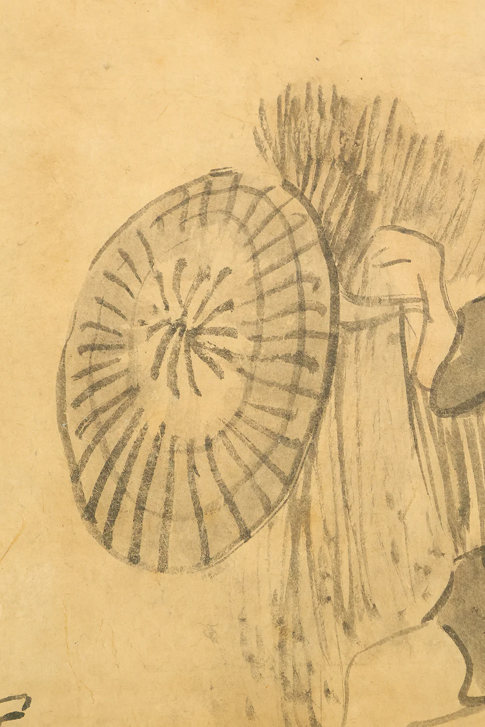 与謝蕪村 Yosa Buson (1716-1784) Japanese antique art kakejiku kakemono wall hanging scroll / Farmers Carrying Rice Ears with Certificate and Box RD929 - Image 12