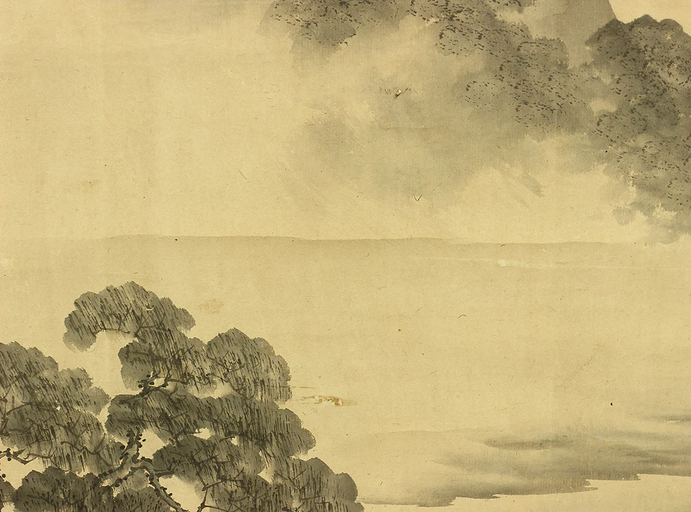与謝蕪村 Yosa Buson  (1716-1784) Japanese antique art kakejiku kakemono wall hanging scroll / 1774 - Ferry Boat Landscape Sansui RA652 - Image 14