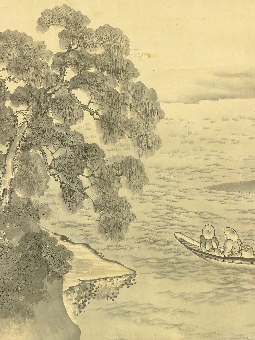 与謝蕪村 Yosa Buson  (1716-1784) Japanese antique art kakejiku kakemono wall hanging scroll / 1774 - Ferry Boat Landscape Sansui RA652 - Image 8