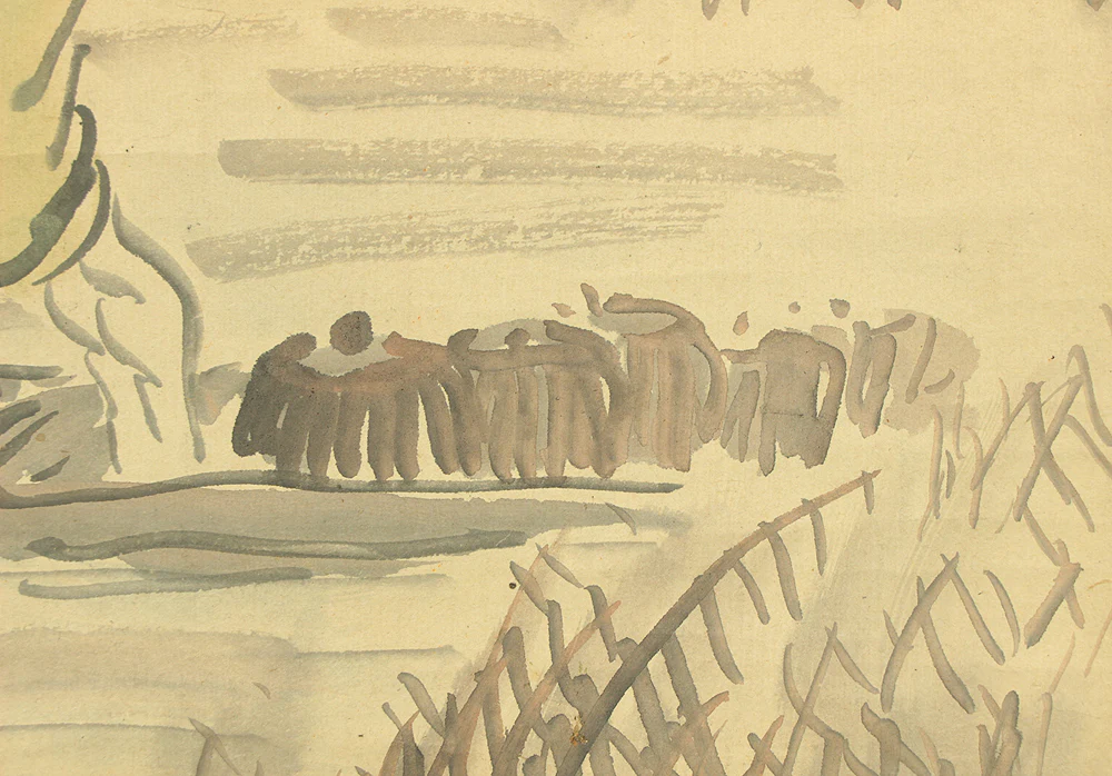 与謝蕪村 Yosa Buson (1716-1784) Japanese antique art kakejiku kakemono wall hanging scroll / Fishermen in Mountain Villages with Appraised Double Box RD482 - Image 15