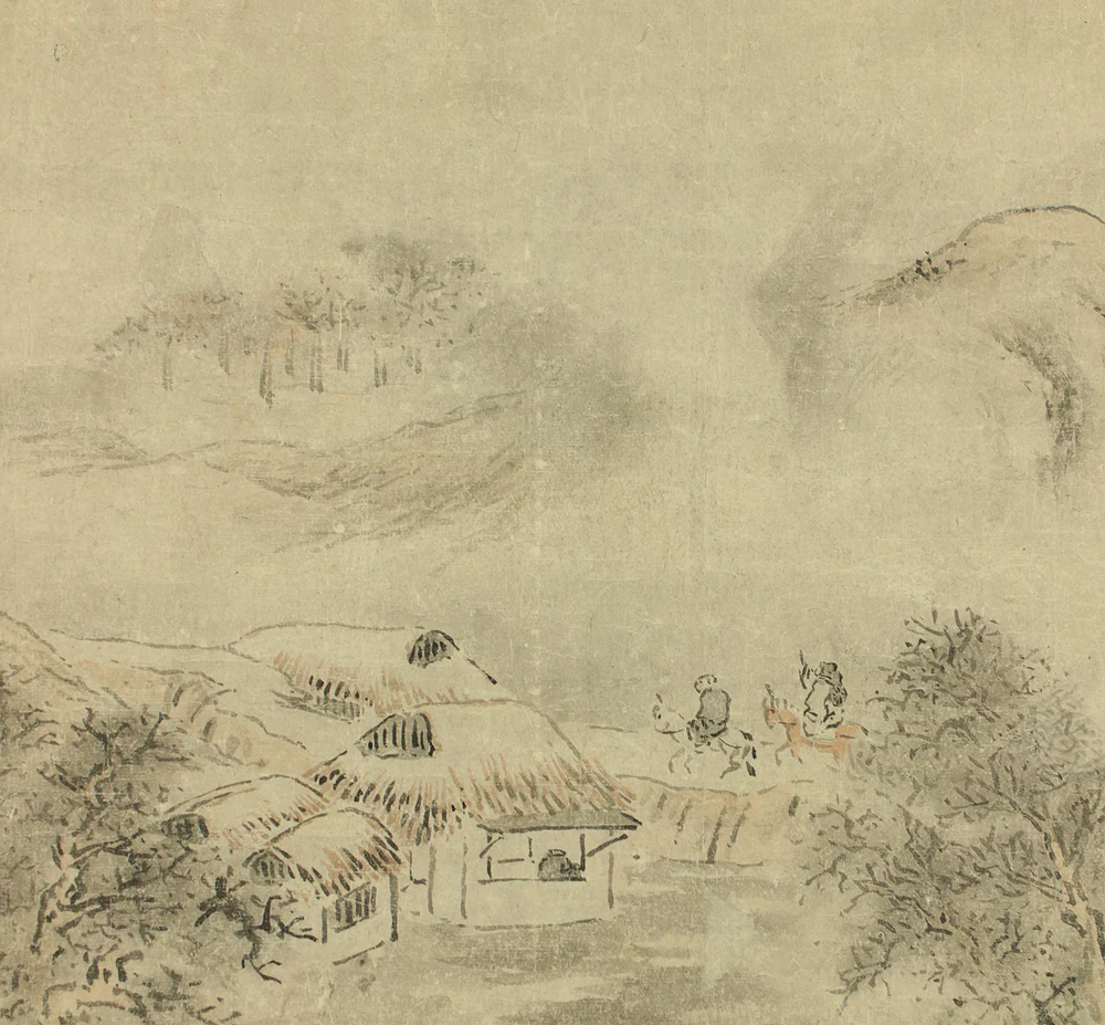与謝蕪村 Yosa Buson (1716-1784) Japanese antique art kakejiku kakemono wall hanging scroll / Landscape Mountain Villages with Appraised Box RD491 - Image 5