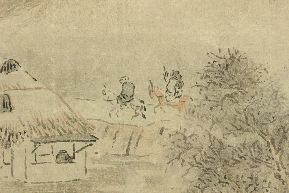 与謝蕪村 Yosa Buson (1716-1784) Japanese antique art kakejiku kakemono wall hanging scroll / Landscape Mountain Villages with Appraised Box RD491 - Image 7
