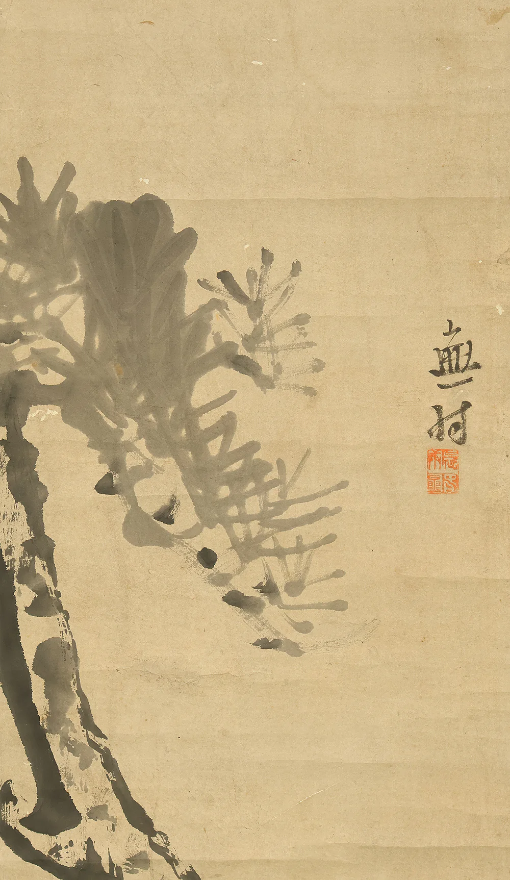 与謝蕪村 Yosa Buson (1716-1784) Japanese antique art kakejiku kakemono wall hanging scroll / Suiboku Ink Pine Tree RF110 - Image 5