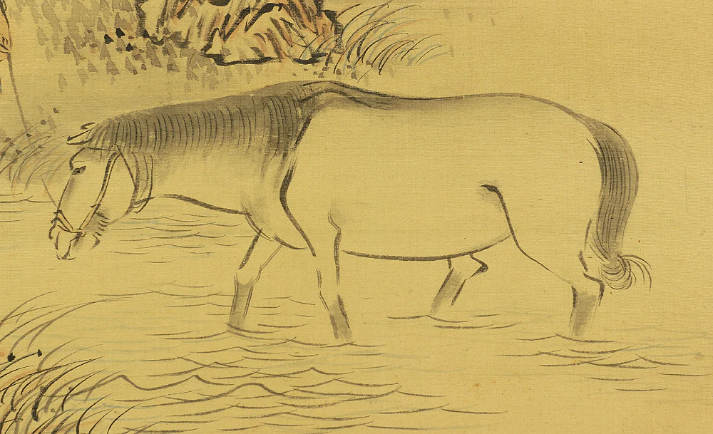 与謝蕪村 Yosa Buson (1716-1784) Japanese antique art kakejiku kakemono wall hanging scroll / Horse and Figure Sansui Landscape RB840 - Image 13